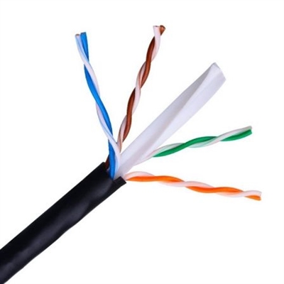 Aisens A135-0264 AISENS® – Cable de red exterior impermeable RJ45 Cat.6 UTP rígido AWG24, negro, bobina de 305 metros 100% cobre para la instalación, resistente a los rayos ultravioleta