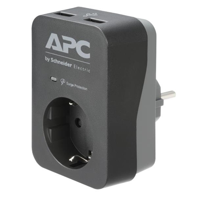Apc PME1WU2B-GR APC Essential Surgearrest PME1WU2B-GR - Protector contra sobretensiones - CA 220/230/240 V - 4000 vatios - conectores de salida: 1 - Alemania - negro