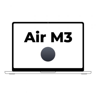 Apple MRYU3Y/A Apple MacBook Air 15 M3,8CPU,10GPU, 8GB, 256GB SSD - Midnight