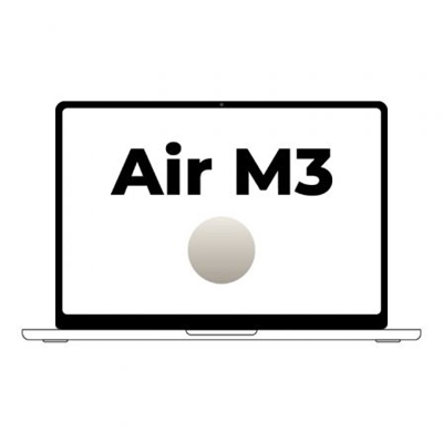 Apple MXCU3Y/A Apple MacBook Air 13 M3,8CPU,10GPU, 16GB, 512GB SSD - Starlight