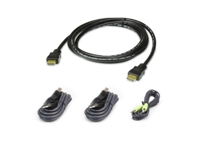 Aten 2L-7D02UHX4 Aten 2L-7D02UHX4. Longitud de cable: 1,8 m, Color del producto: Negro, Conector 1: USB Type-A/3.5mm/HDMI