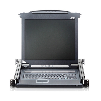 Aten CL1000M-ATA-XG El CL1000 es una consola KVM LCD que realiza las funciones de interfaz de administración de numerosos conmutadores KVM. El CL1000 incorpora un panel LCD con retroiluminación LED de 17 o 19 integrado, teclado completo y panel táctil en una carcas de 1U, de montaje en bastidor y Slideaway™.Aquellos usuarios que ya dispongan de conmutador pueden aprovechar las ventajas de ahorro de espacio y eficiencia de la consola KVM LCD CL1000 sin tener que hacer frente al innecesario coste de comprar un conmutador KVM. Este modelo ofrece cómodo acceso a consola en el bastidor a los conmutadores KVM que ya tiene instalados en su sede.