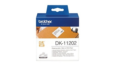 Brother DK11202 Etiquetas 62X100mm Brother - Ancho: 62 Mm; Largo: 100 Mm; Tipología: Multiuso; Color: Blanco; Adhesivas: Sí; Unidad De Venta: Caja; Número De Etiquetas: 300 Etichette