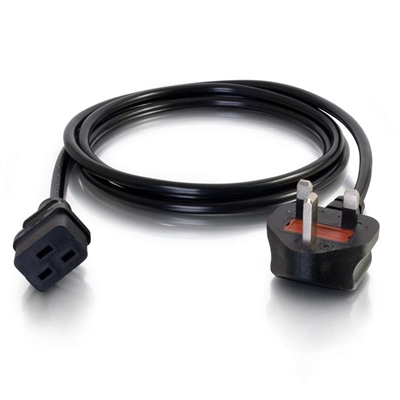 C2g 80626 C2G 17 AWG 250 Volt 16 Amp Power Cord - Cable de alimentación - IEC 60320 C19 a BS 1363 (M) - CA 250 V - 2 m - moldeado - negro - Reino Unido