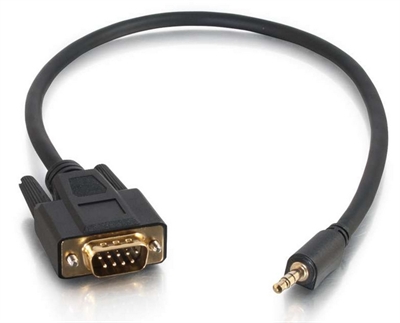 C2g 87187 C2G Velocity DB9 Male to 3.5mm Male Adapter Cable - Cable serie - miniconector estéreo (M) a DB-9 (M) - 50 cm - moldeado, tornillos de mariposa - negro