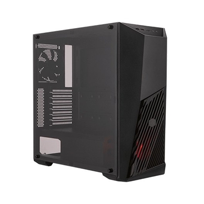 Cooler MCB-K501L-KGNN-SR1 Los juegos son el nÃºcleo de la nueva MasterBox K501L. El ventilador iluminado para la ventilaciÃ³n en el panel frontal en Ã¡ngulo habla de su carÃ¡cter competitivo. La compatibilidad con hardware gaming, como tarjetas grÃ¡ficas largas, gran capacidad de almacenamiento y refrigeraciÃ³n lÃ­quida, tienen prioridad en la K501L, dejando espacio para futuras actualizaciones. La ventilaciÃ³n agresiva del panel frontal en Ã¡ngulo tiene elementos de diseÃ±o nÃ­tidos y lÃ­neas llamativas, lo que significa el carÃ¡cter competitivo del K501L. Junto con la iluminaciÃ³n en el botÃ³n de encendido, un ventilador iluminado brilla a travÃ©s de la ventilaciÃ³n en Ã¡ngulo un testimonio de su nÃºcleo de jugador. Muestra tu construcciÃ³n a travÃ©s del panel lateral transparente. La K501L estÃ¡ndar viene con un panel acrÃ­lico, mientras que el K501L RGB tiene uno de vidrio templado. Para un enfriamiento de nivel entusiasta, dos radiadores de 360 ??mm se apoyan en el panel superior y frontal para mantener frescos los sistemas mÃ¡s extremos. El soporte para hasta siete ventiladores de 120 mm y el soporte del radiador frontal y superior de 360 ??mm garantizan que el rendimiento no se vea comprometido. Los espacios de 410 mm para la tarjeta grÃ¡fica, 165 mm para disipadores de CPU y 180 mm para las fuentes de alimentaciÃ³n ofrecen espacio para construcciones potentes y actualizaciones futuras.