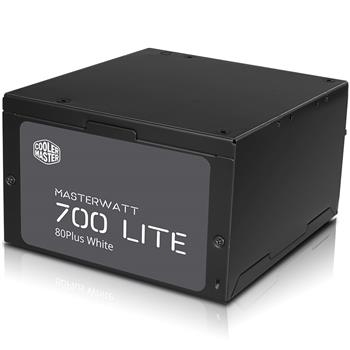 Cooler-Master MPX-7001-ACABW-EU Cooler Master MasterWatt Lite. Potencia total: 700 W, Voltaje de entrada AC: 200 - 240 V, Frecuencia de entrada AC: 47 - 63 Hz. Alimentador de energía para tarjeta madre: 20+4 pin ATX. Utilizar con: PC, Factor de forma de fuente de alimentación (PSU): ATX, Certificación 80 PLUS: 80 PLUS. Color del producto: Negro, Tipo de enfriamiento: Activo, Diámetro de ventilador: 12 cm. Ancho: 150 mm, Profundidad: 140 mm, Altura: 86 mm