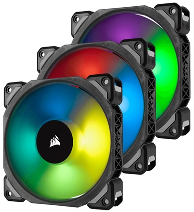 Corsair CO-9050076-WW Corsair ML120 PRO. Adecuado para: Carcasa del ordenador, Tipo: Ventilador, Diámetro de ventilador: 12 cm. Iluminación de color: Rojo/Verde/Azul. Intensidad nominal: 0,219 A. Dimensiones del ventilador (A x A x P): 120 x 25 x 120 mm