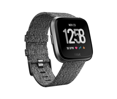 Fitbit FB505BKGY-EU Fitbit Versa - Edición especial - negro - reloj inteligente con banda de tejido - negro carbón - Bluetooth, NFC