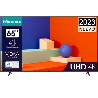 Hisense 65A6K Tv 65 Smart Tv - Pulgadas: 65 ''; Smart Tv: Sí; Definición: 4K; Pantalla Curva: No; Tipo: Tv; Formato Vesa Fdmi (Flat Display Mounting Interface): Mis-F (400X300mm)