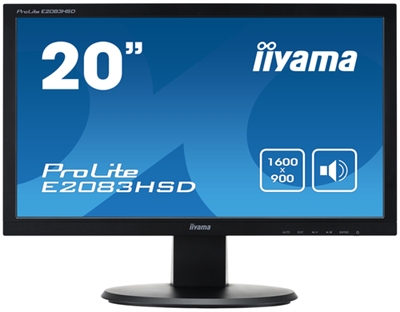 Iiyama E2083HSD-B1 iiyama ProLite E2083HSD-1 - Monitor LED - 20 (19.5 visible) - 1600 x 900 @ 60 Hz - TN - 250 cd/m² - 1000:1 - 5 ms - DVI-D, VGA - altavoces - negro