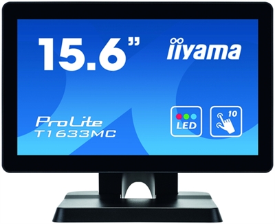 Iiyama T1633MC-B1 iiyama ProLite T1633MC-B1 - Monitor LED - 15.6 - pantalla táctil - 1366 x 768 @ 60 Hz - TN - 300 cd/m² - 500:1 - 8 ms - HDMI, VGA, DisplayPort - negro, mate