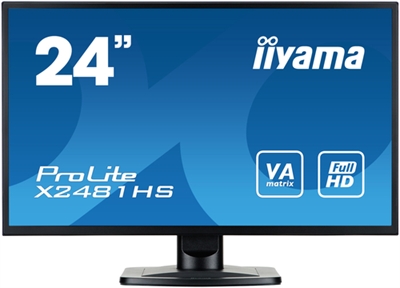 Iiyama X2481HS-B1 iiyama ProLite X2481HS-B1 - Monitor LED - 24 (23.6 visible) - 1920 x 1080 Full HD (1080p) - VA - 250 cd/m² - 3000:1 - 6 ms - HDMI, DVI-D, VGA - altavoces - negro