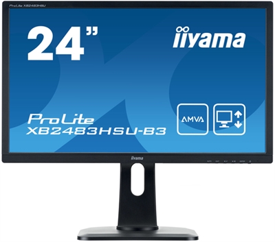 Iiyama XB2483HSU-B3 iiyama ProLite XB2483HSU-B3 - Monitor LED - 24 (23.8 visible) - 1920 x 1080 Full HD (1080p) @ 60 Hz - A-MVA - 250 cd/m² - 3000:1 - 4 ms - HDMI, VGA, DisplayPort - altavoces - negro