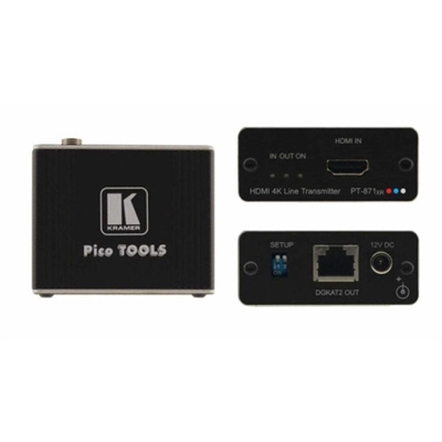 Kramer 50-8038901190 Kramer PT-871XR 4K HDR HDMI Compact PoC Transmitter es un transmisor DGKat™ 2.0 de alto rendimiento y largo alcance para señales 4K@60Hz (4:4:4) HDR, HDMI, HDCP 2.2 y alimentación PoC bidireccional sobre par trenzado. Convierte la señal HDMI en la señal DGKat™ 2.0 transmitida. PT-871xr extiende la señal hasta 60m (200ft) con resolución 4K@60Hz (4:4:4) y hasta 70m (230ft) con resolución 4K@30Hz (4:4:4) 24bpp sobre cables blindados Kramer.