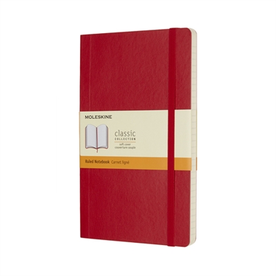 Moleskine QP616F2 Cuaderno clásico con tapa blanda y goma elástica con 192 páginas rayadas, con tapa trasera plegable para guardar objetos como tickets y recuerdos.