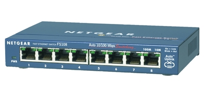 Netgear FS108-300PES Switch 8 Puertos Fast Ethernet Unmanaged - Puertos Lan: 8 N; Tipo Y Velocidad Puertos Lan: Rj-45 10/100 Mbps; Power Over Ethernet (Poe): No; Gestión: Unmanaged; No. Puertos Uplink: 0; Soporte Routing: No; No. Puertos Poe: 0