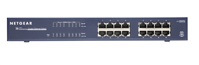 Netgear JGS516-200EUS Prosafe Switch 16 Puertos Autosensing 10/100/1000 Base-T  (Formato  Rack 19 ) - Puertos Lan: 16 N; Tipo Y Velocidad Puertos Lan: Rj-45 10/100/1000 Mbps; Power Over Ethernet (Poe): No; Gestión: Unmanaged; No. Puertos Uplink: 0; Soporte Routing: No; No. Puertos Poe: 0