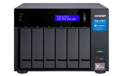 Qnap TVS-672XT-I3-8G QNAP TVS-672XT - Servidor NAS - 6 compartimentos - SATA 6Gb/s - RAID RAID 0, 1, 5, 6, 10, 50, JBOD - RAM 8 GB - Gigabit Ethernet / 10 Gigabit Ethernet / Thunderbolt 3 - iSCSI soporta