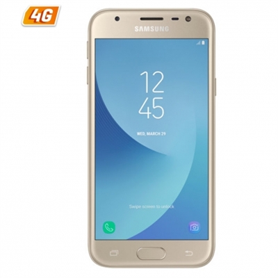Samsung SM-J330FZDDPHE Samsung Galaxy J3 (2017) Dual Sim - Smartphone - SIM doble - 4G LTE - 16 GB - microSD slot - 5 - 1280 x 720 píxeles - PLS - RAM 2 GB - 13 MP (cámara frontal de 5 MP) - Android - oro