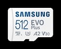 Samsung MB-MC512KA/EU - MEM MICRO SDXC 512GB SAMSUNG EVO PLUS WHITE SDXC UHS-I U3 V30 A2 R: 130MB s CL10 ADAPT. SD