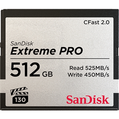 Sandisk SDCFSP-512G-G46D Sandisk Extreme Pro 512GB. Capacidad: 512 GB, Tipo de tarjeta flash: CFast 2.0, Velocidad de lectura: 525 MB/s, Velocidad de escritura: 450 MB/s. Color del producto: Negro, Gris