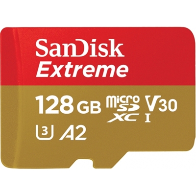 Sandisk SDSQXA1-128G-GN6MA Extreme microSDXC 128GB + SD Adapter + Rescue Pro Deluxe 160MB/s A2 C10 V30 UHS-I U4