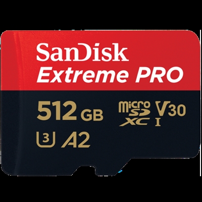 Sandisk SDSQXCZ-512G-GN6MA SanDisk Extreme Pro - Tarjeta de memoria flash - 512 GB - A2 / Video Class V30 / UHS-I U3 / Class10 - microSDXC UHS-I
