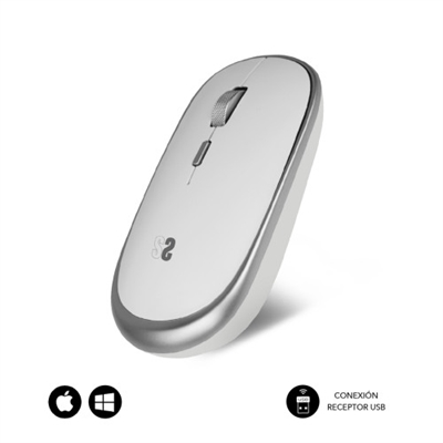 Subblim SUBMO-RFM0001 El más pequeño de los Mouse Subblim, para llevar a cualquier parte y conectarte rápidamente a tu dispositivo mediante el receptor de radiofrecuencia USB. Es ligero, silencioso y preciso, poco más se le puede pedir a un ratón portable para ser perfecto. El diseño elegante de líneas sencillas y el acabado de calidad completan las características para convertirlo en el ratón ideal para trabajar desde cualquier parte.Silencioso. La tecnología Silent Click hace muy silencioso a este ratón, por lo que es ideal para entornos de oficina, para llevártelo a la biblioteca o para esos trabajos que se alargan por la noche.Precisión regulable. Este mini ratón está diseñado para que puedas usarlo con dispositivos de diversas resoluciones y en múltiples superficies, por eso puedes adaptar la sensibilidad del sensor óptico desde los 800 dpi, 1200 dpi hasta los 1600dpi Acabados de calidad. Los materiales de este ratón son de gran calidad, no solo para darle un aspecto profesional sino también para hacerlo más duradero y que te lo puedas llevar a cualquier parte sin miedo.Ambidiestro. Su diseño permite usarlo indistintamente con ambas manos y gracias a su ergonomía permite el uso continuado con menor fatiga de la muñeca.4 botones para mejorar la experiencia de uso. Cuenta con un botón de acceso directo al cambio de resolución que nos permite elegir rápidamente entre 800/1200/1600 dpi. Además del botón izquierdo, el derecho y la rueda metálica de desplazamiento.Ahorro de energía. Funciona con una pila AA que va incluida. Pero para que no temas por las pilas, el ratón Wireless Mini se pondrá en modo inactivo cuando dejes de usarlo. Para volver a trabajar solo tienes que presionar cualquier tecla y volverá a activarse.