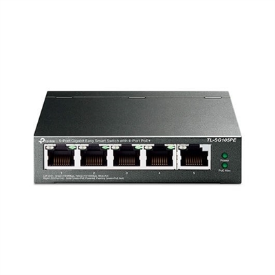 Tp-Link TL-SG105PE TP-Link TL-SG105PE. Tipo de interruptor: Gestionado, Capa del interruptor: L2. Puertos tipo básico de conmutación RJ-45 Ethernet: Gigabit Ethernet (10/100/1000), Cantidad de puertos básicos de conmutación RJ-45 Ethernet: 5. Tabla de direcciones MAC: 2000 entradas, Capacidad de conmutación: 10 Gbit/s. Estándares de red: IEEE 802.1Q, IEEE 802.1p, IEEE 802.3ab, IEEE 802.3af, IEEE 802.3at, IEEE 802.3i, IEEE 802.3u, IEEE.... Energía sobre Ethernet (PoE)
