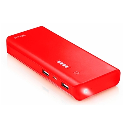 Trust 22752 Cargador portátil con 2 puertos USB y batería de 10.000 mAh incorporada para cargar su teléfono y tableta en cualquier lugar.