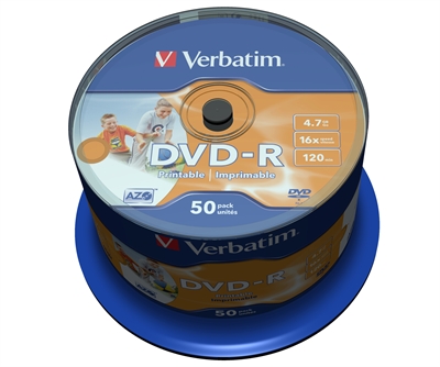 Verbatim 43533 Advanced Azo Wide Printable Dvd-R Verbatim 4.7Gb 16X Imprimible (Tarrina 50)