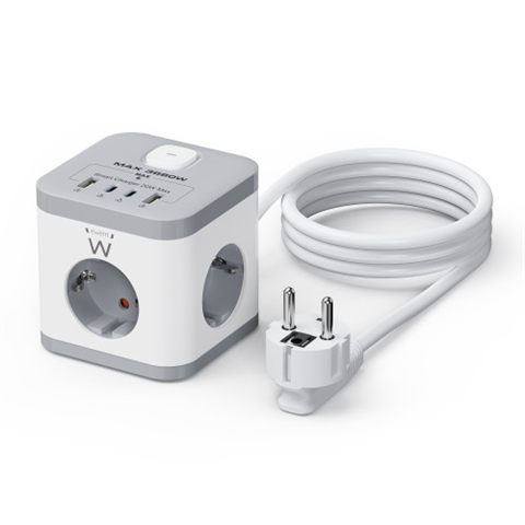 Ewent Ew3863 Base Múltiple 1,5 M 3 Salidas Ac Interior Gris, Blanco