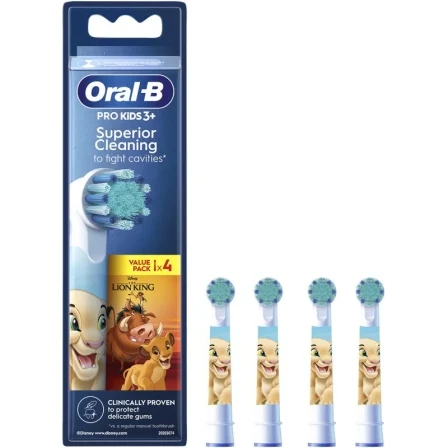 Cabezal De Recambio Braun Para Cepillo Braun Oral-B Pro Kids 3+ Rey Leon/ Pack 4 Uds