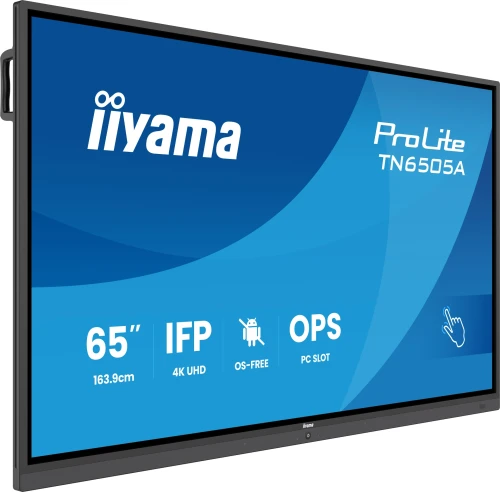 Iiyama 65" Ifp Os-Free, 40-Ptsir+ With,Ag / Bacteria Coating Uhd  Mm 2X20w Front+20W Sbuw, Vga, Hdmi 2X, Dp, Usb-C 65W Pd, Pc Slot, Pip/Pbp, Annotation Function,Mini-Jack 450Cd/M2, L/S Mode, Control: 2Xlan / ,600X400 (Wm Incl.) (Tn6505a-B1ag)