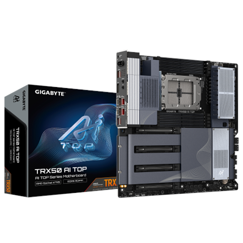 Gigabyte Trx50 Ai Top-2B Placa Base – Procesadores Amd Ryzen Threadripper Pro 7000, Vrm Digital De 16+8+4 Fases, Hasta 5200 Mhz Ddr5, 4 X M.2 Pcie 5.0, Wi-Fi 7, Lan 10 Gbe, Usb 4