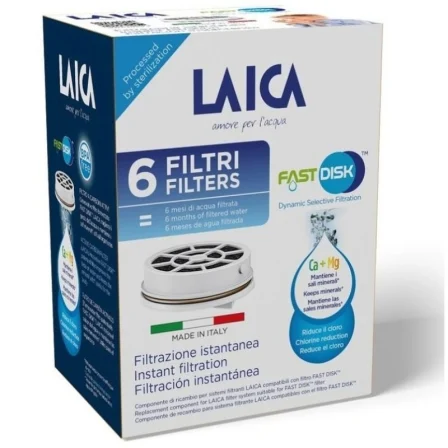 Filtro De Carbón Fast Disk Laica Fd06a/ Pack De 6 Unidades/ Compatibilidad Flown Go