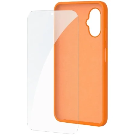 Funda Silicona + Protector De Pantalla De Cristal Templado Spc Wuum One Protection Pack 4354P/ Compatible Con Spc Wuum One/ Naranja