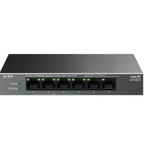 Tp-Link Switch De Sobremesa De 6 Puertos 10/100 Mbps Con 4 Puertos Poe Puertos: 4× 10/100 Mbps Poe, 2× 10/100 Mbps No Poe Especificación: 802.3Af, 41 W De Alimentación Poe, Carcasa De Acero De Sobremesa Características: Modo De Extensión Para Transmi