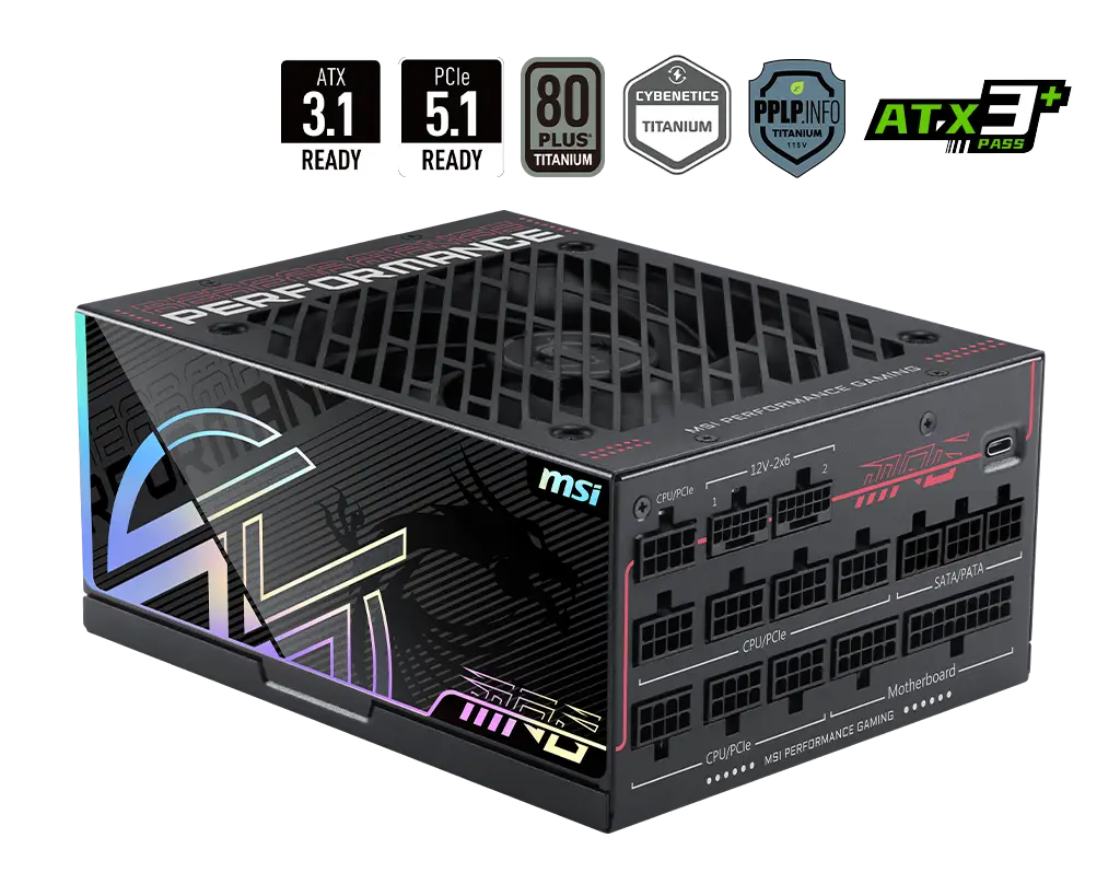 Fuente Alimentacion Msi Mpg Ai1600ts Pcie5,Psu,1600W,80 Plus Titanium,Modular,135Mm,Active Pfc,2Xpci-E 5 (2+4 Pin),7Xpci-E (6+2 Pin)X4,Sata (15 Pin)X8