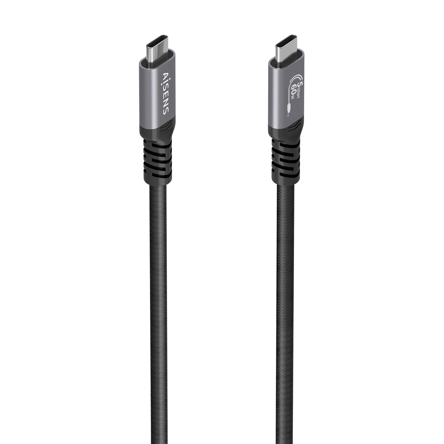 Cable USB 3.2 Tipo-C Aisens A107-0992/ USB Tipo-C Macho - USB Tipo-C Macho/ Hasta 60 W/ 5Gbps/ 10M/ Negro