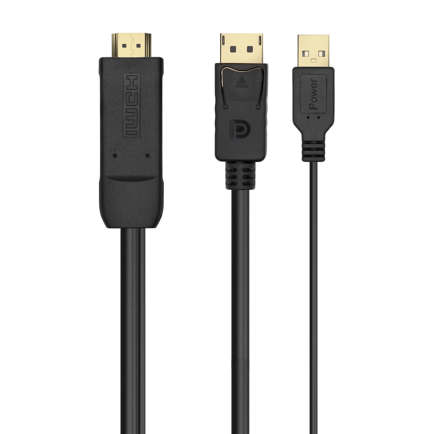 Cable Conversor Aisens A122-0641/ HDMI Macho - DisplayPort Macho + USB Macho/ Hasta 10 W/ 2250Mbps/ 10 Cm + 1.8M/ Negro
