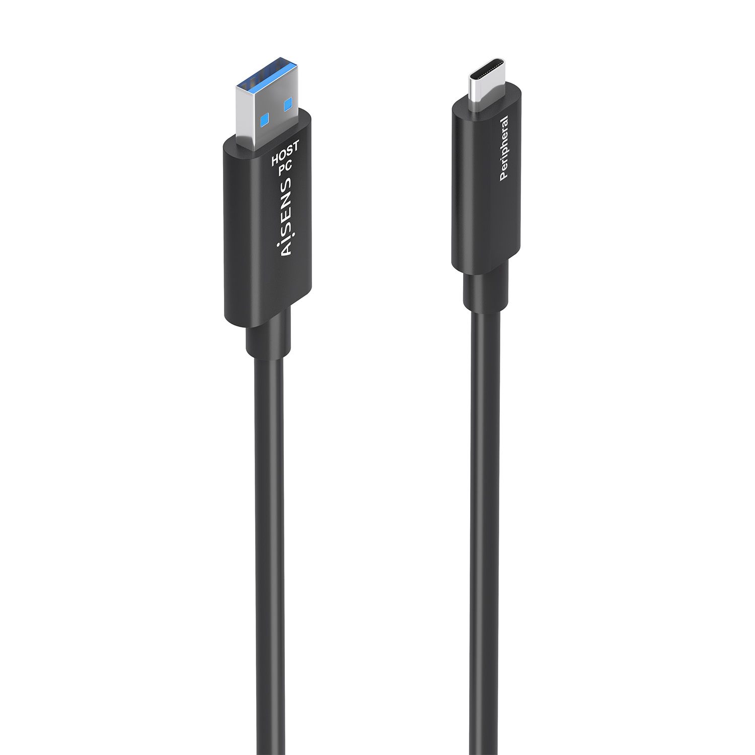 Cable USB 3.2 Tipo-C Aoc Aisens A157-0925/ USB Tipo-C Macho - USB Macho/ 10Gbps/ 15M/ Negro