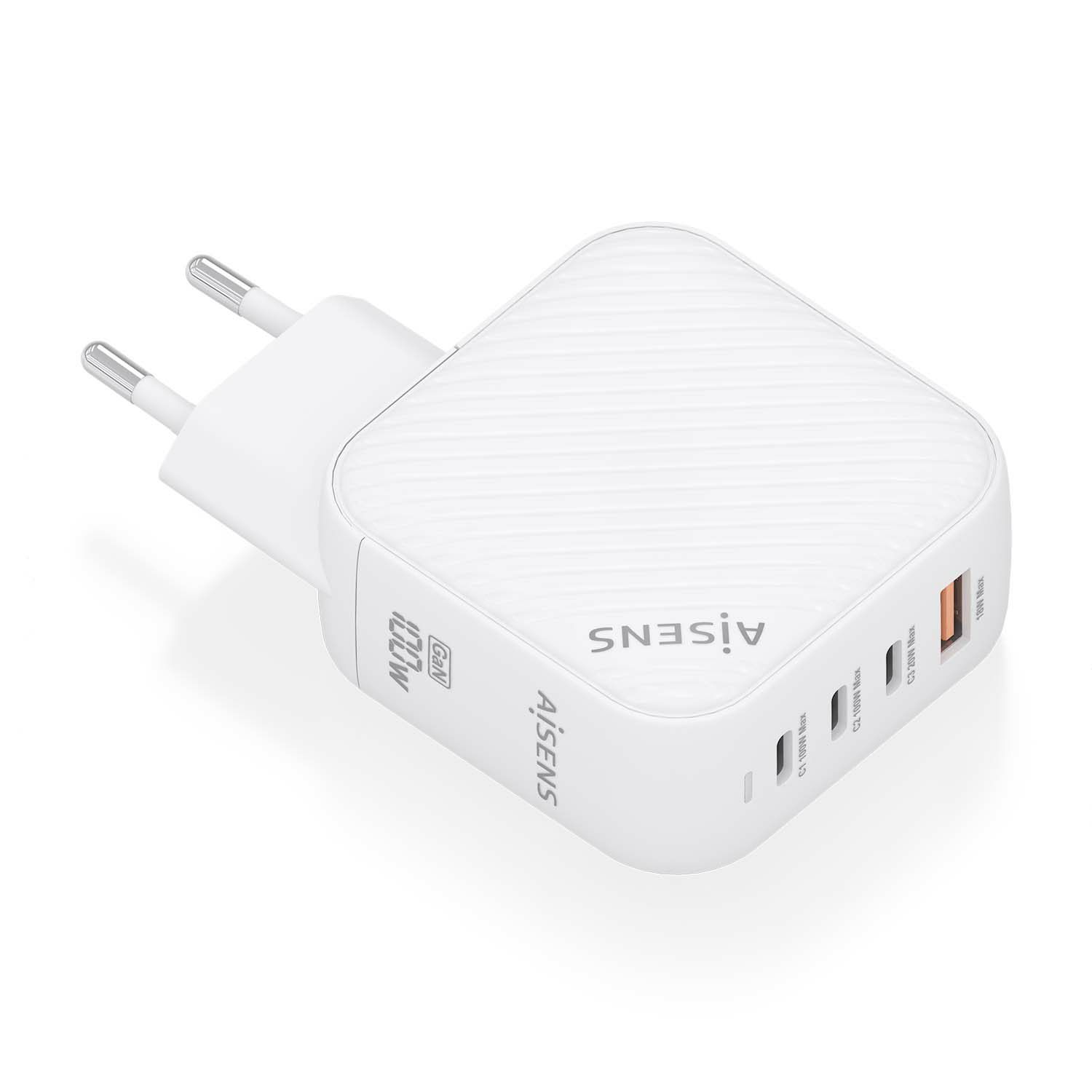 Cargador De Pared Gan Aisens Asch-100W4p028-W/ 3Xusb Tipo-C/ 1X USB/ 100 W