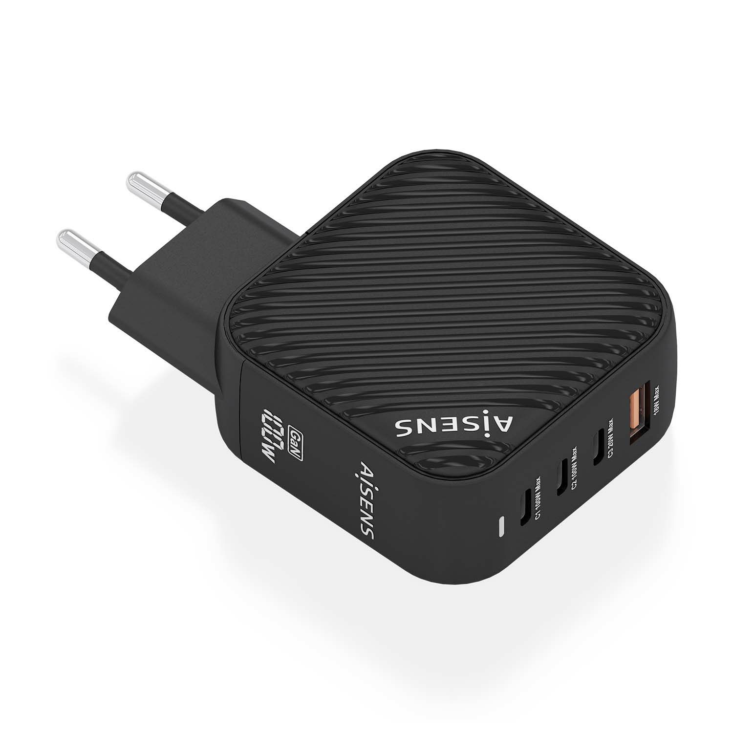 Cargador De Pared Gan Aisens Asch-100W4p029-Bk/ 3Xusb Tipo-C/ 1X USB/ 100 W