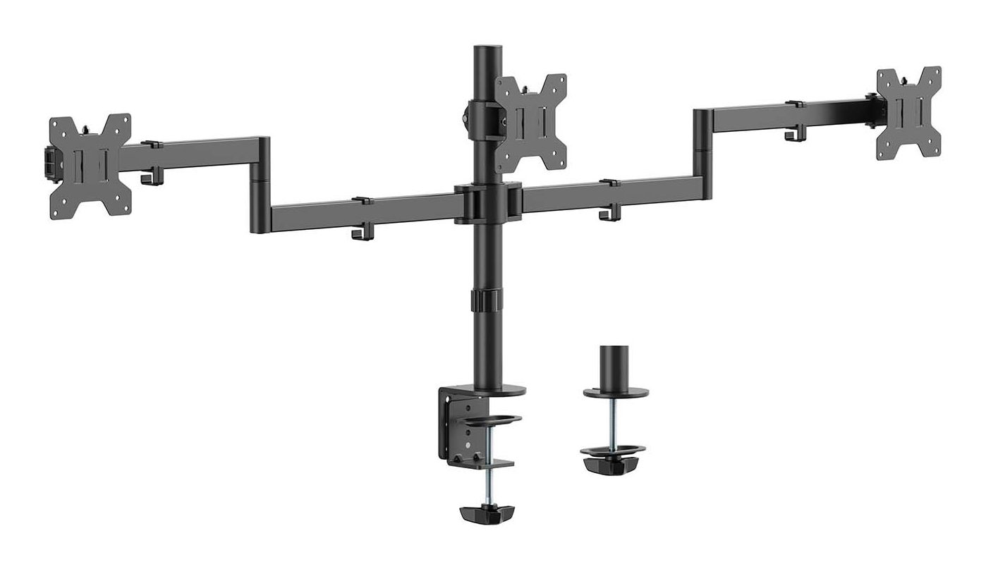 Soporte De Mesa Para 3 Monitores Aisens Dt27tsr-281/ Giratorio/ Inclinable/ Hasta 10Kg