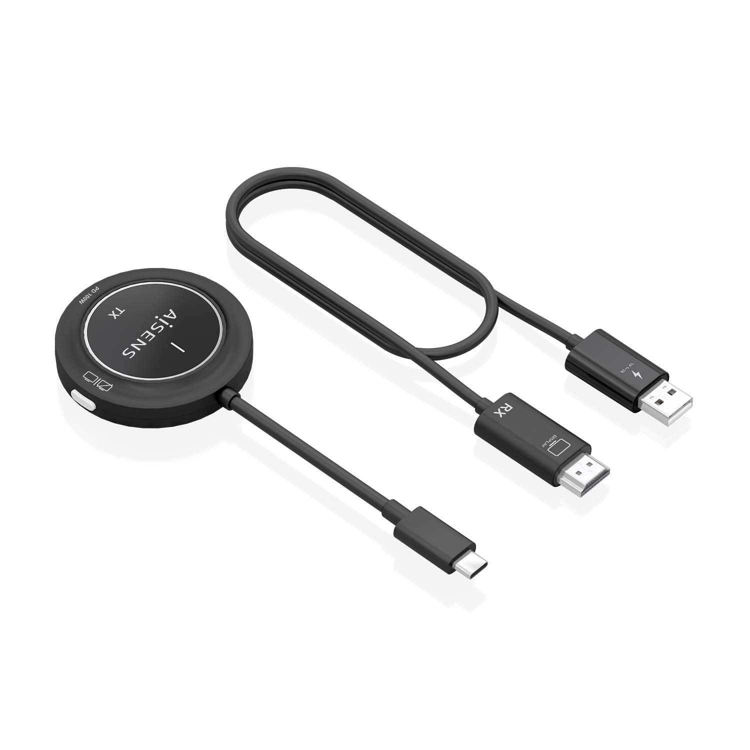 Adaptador/Transmisor De Vídeo Inalámbrico USB Tipo-C - HDMI Aisens Aswl-H2kc30m004-Bk/ 100 W