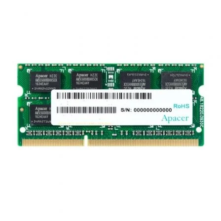 Memoria RAM Apacer Ds.04G2k.Kam 4 GB/ DDR3/ 1600 MHz/ 1.5V/ Cl11/ Sodimm