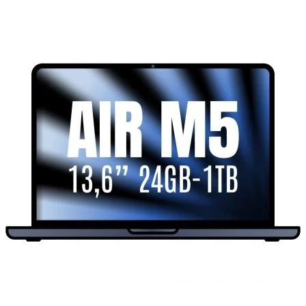 Apple Macbook Air 13,6"/ M5 10-Core CPU/ 24 GB/ 1 TB SSD/ 10-Core GPU/ Medianoche
