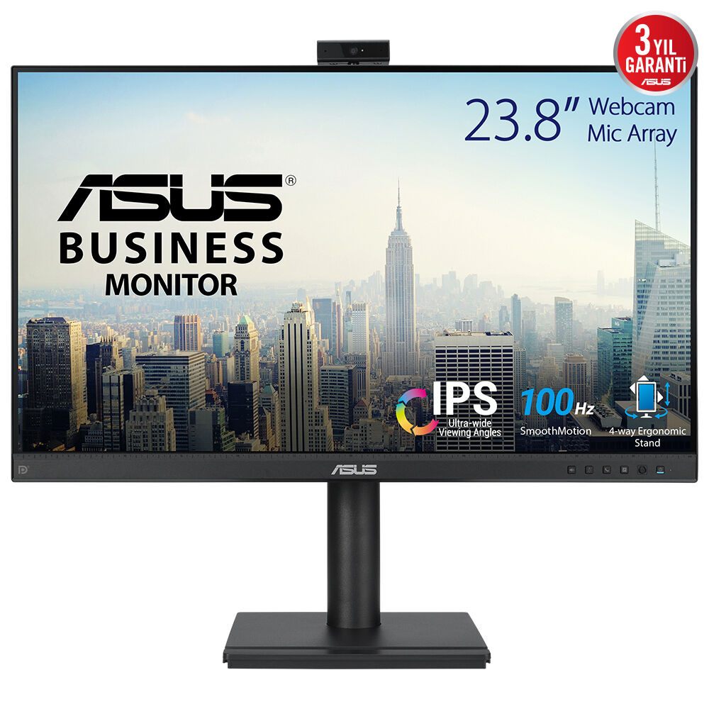 Monitor Profesional Asus Be249qfk 24"/ Full HD/ Webcam/ Multimedia/ Regulable En Altura/ Negro